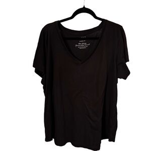 Torrid Girlfriend Signature Jersey Black V-Neck T-Shirt Plus Size 3X